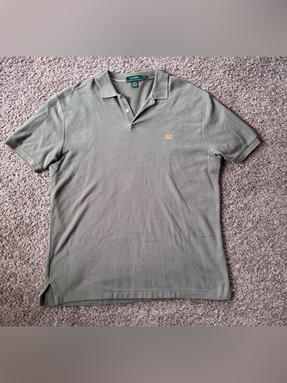 Lauren Ralph Lauren Polo Shirt Men’s Large Gray Crest Logo Short Sleeve Cotton